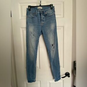 Madewell - Blue Distressed High-Rise Skinny Jeans